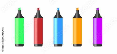 Obraz na płótnie Multicolored felt-tip pens on a white background, vector w salonie