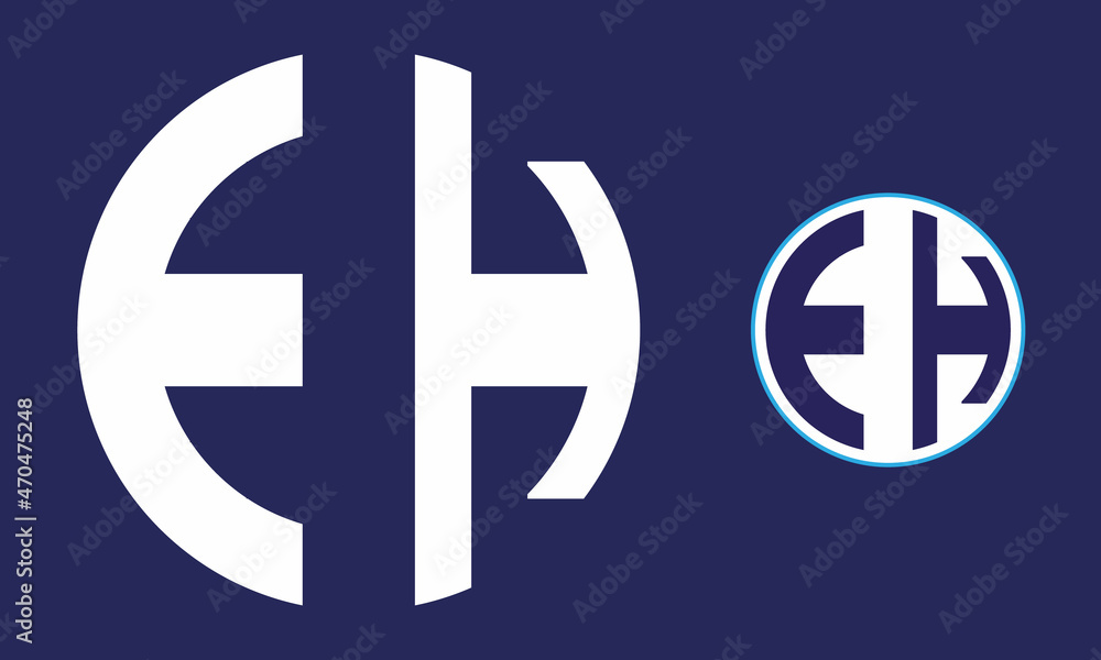 Fototapeta premium Blue color EH Letter logo icon design template elements