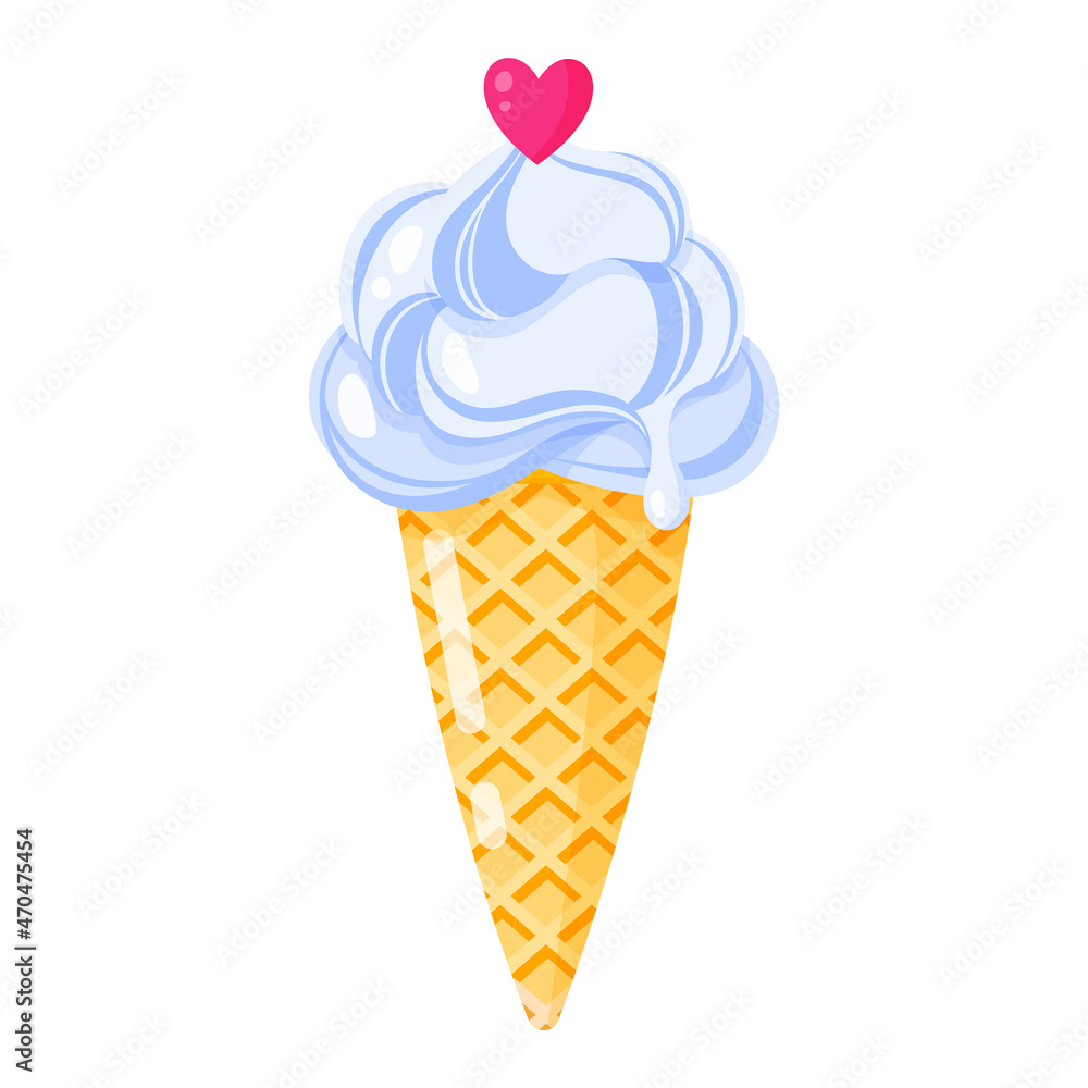Blue Ice cream cone or sundae with heart. Blue Ice cream cone or sundae with heart.