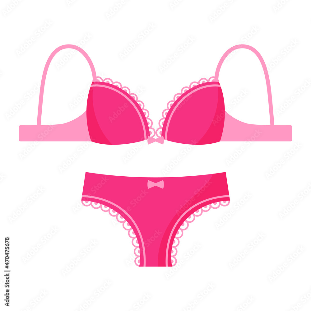 Vetor de Sexy female pink underwear pantie and bra. Fashion concept. do  Stock