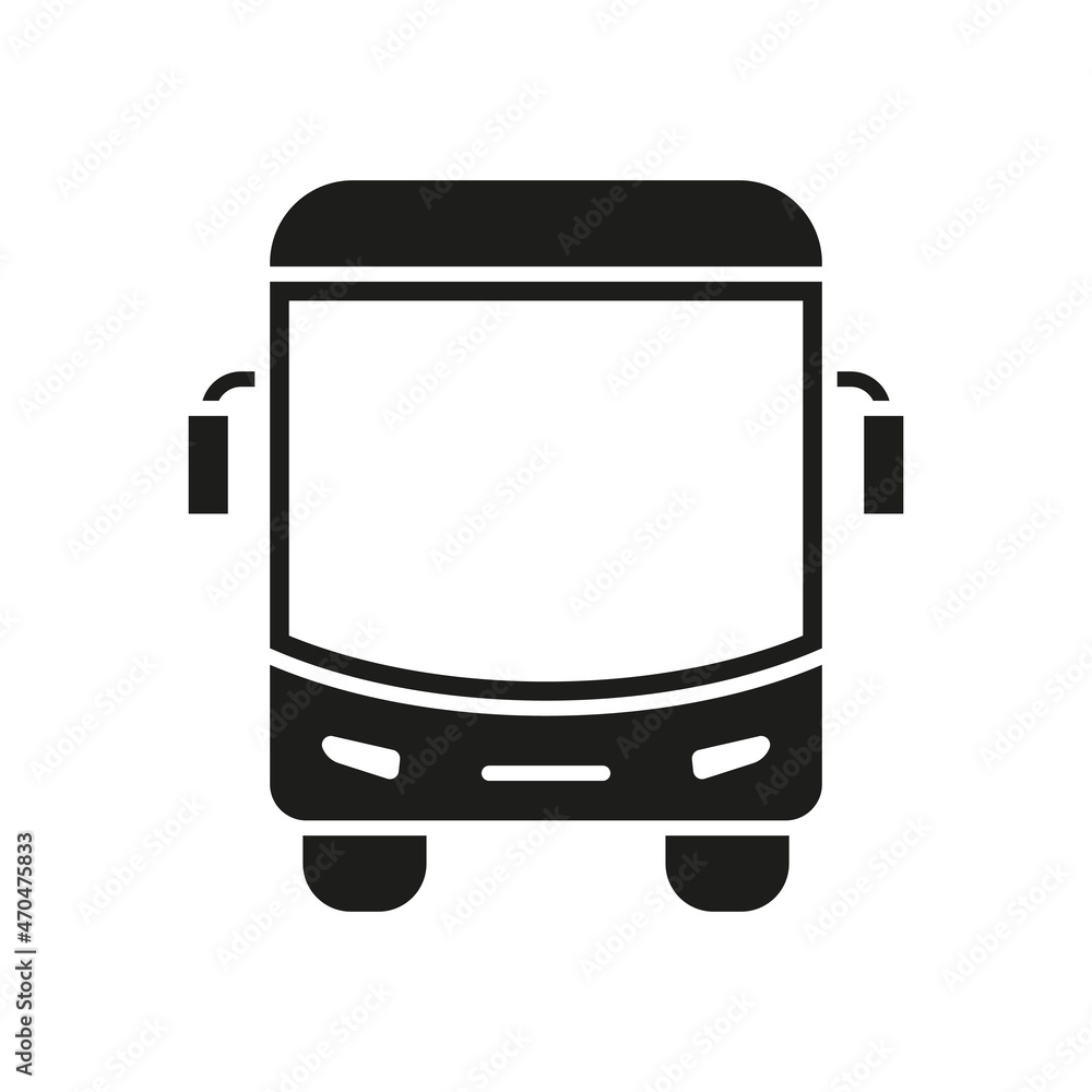 Bus icon. Public transport symbol. Automobile silhouette in black color design. Vector illustration isolated on white. Bus icon. Public transport symbol. Automobile silhouette in black color design. Vector illustration isolated on white.