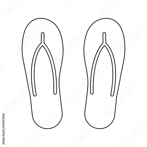 Slippers line icon. Summer outline shoes. Beach slipper sign. Vector isolated on white.