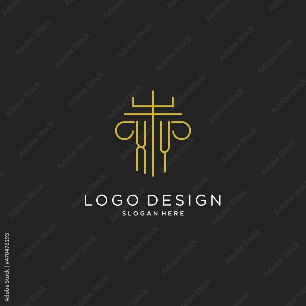 XY initial with monoline pillar logo style, luxury monogram logo design ...