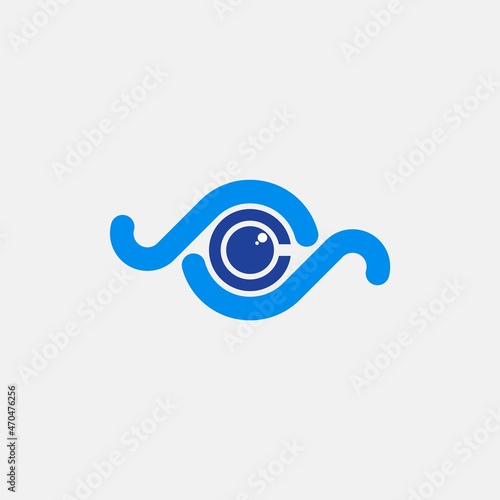 Eye logo with letters SS, eye icon, logo vector illustration