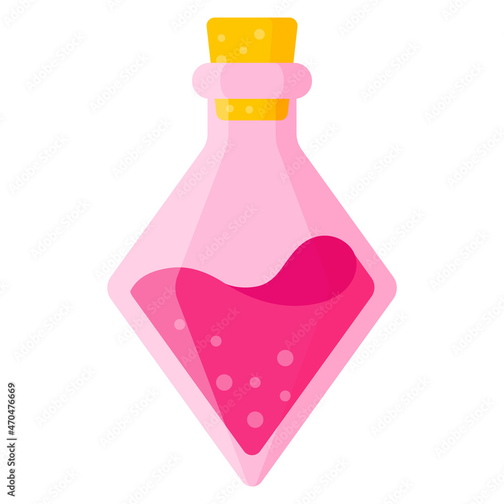 Love potion in pink rhombus bottle for the wedding or Valentine Day. Love potion in pink rhombus bottle for the wedding or Valentine Day.
