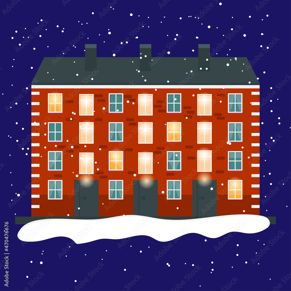 Vector illustration of  a cozy brick house