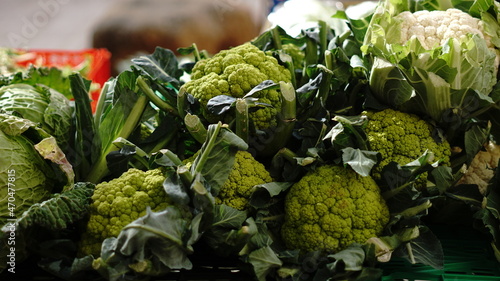 green cauliflower in the farmers market