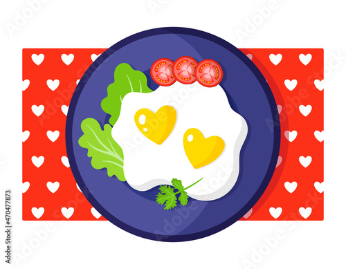 Holiday breakfast omelet with herbs and tomatoes.