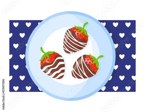Holiday breakfast strawberries in chocolate glaze.