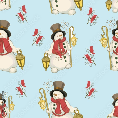  snowman new year christmas graphic hand-drawn illustration. cute baby coloring print 