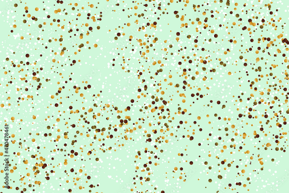 Gold and white confetti scatter on mint color background. Christmas holidays card, banner or poster backdrop with chic confetti fluing and falling. Gold and white confetti scatter on mint color background. Christmas holidays card, banner or poster backdrop with chic confetti fluing and falling.