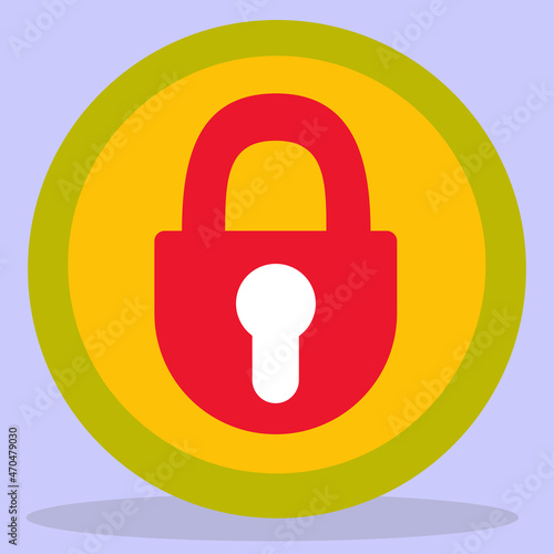 Flat Keyhole icon. A symbol inside a circle, a lock with a keyhole.
