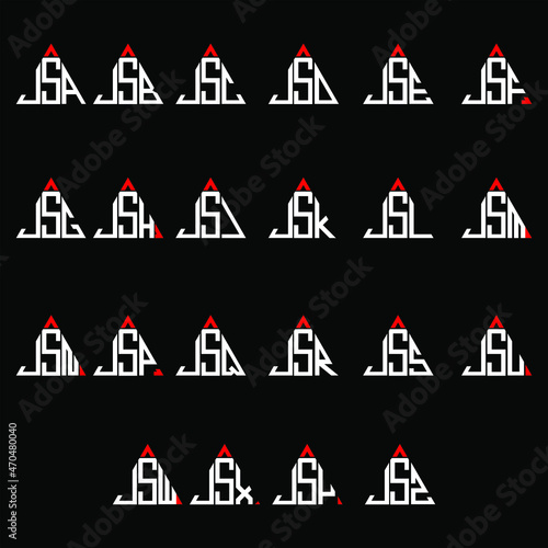 JSA to JSZ letter logo creative design, Multiple triple letter logo design