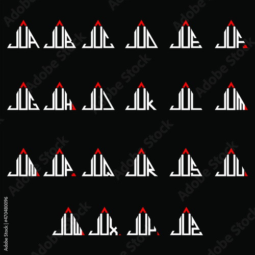 JUA to JUZ letter logo creative design, Multiple triple letter logo design