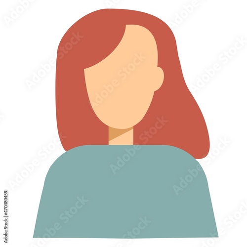 Beautiful woman avatar character with red hair and shirt icon