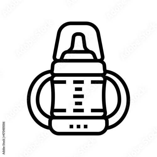 sippy cup for feeding baby line icon vector. sippy cup for feeding baby sign. isolated contour symbol black illustration