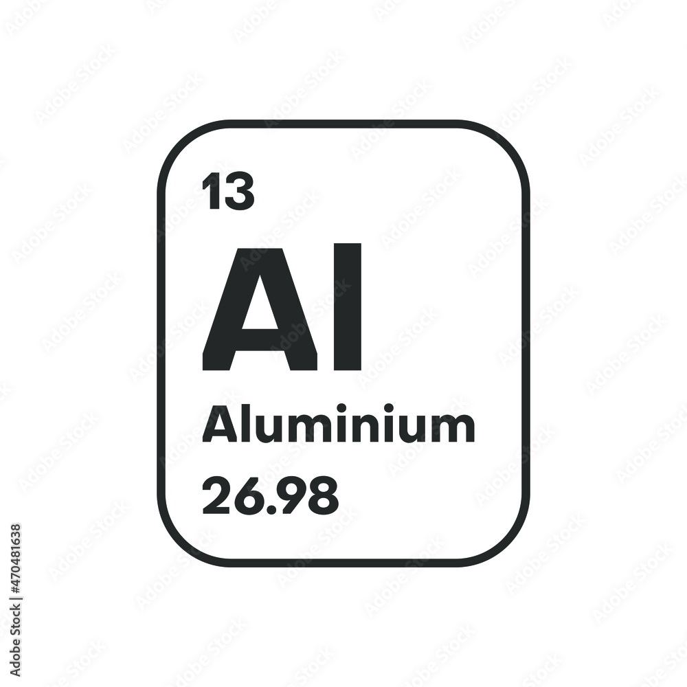 Symbol of chemical element Aluminium as seen on the Periodic Table of