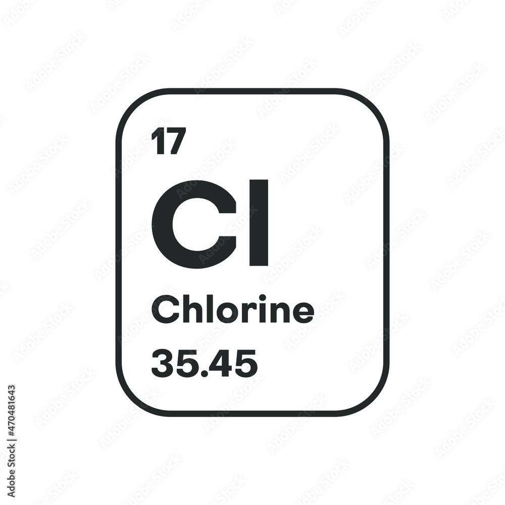 Symbol of chemical element Chlorine as seen on the Periodic Table of the Elements, including atomic number and atomic weight. Vector illustration Symbol of chemical element Chlorine as seen on the Periodic Table of the Elements, including atomic number and atomic weight. Vector illustration