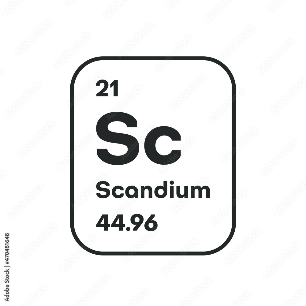 Symbol of chemical element Scandium as seen on the Periodic Table of the Elements, including atomic number and atomic weight. Vector illustration Symbol of chemical element Scandium as seen on the Periodic Table of the Elements, including atomic number and atomic weight. Vector illustration