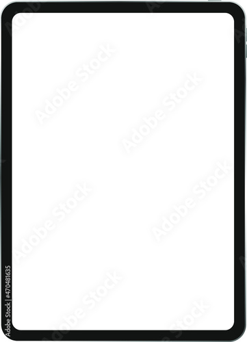 Realistic black Tablet. Front Display View. High Detailed Device Mockup. Separate Groups and Layers. Easily Editable. Vector illustration 