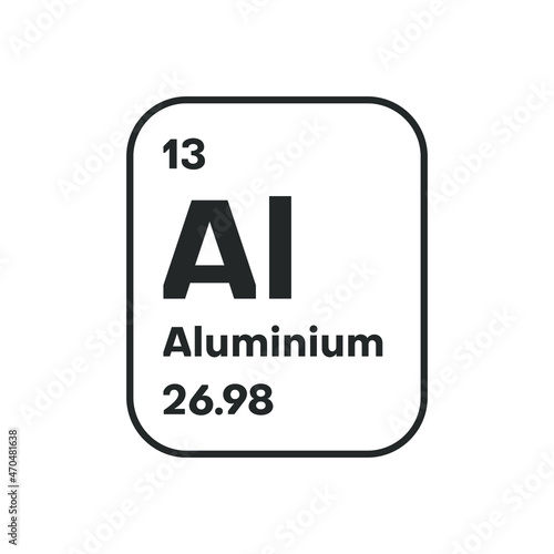 Symbol of chemical element Aluminium as seen on the Periodic Table of the Elements, including atomic number and atomic weight. Vector illustration