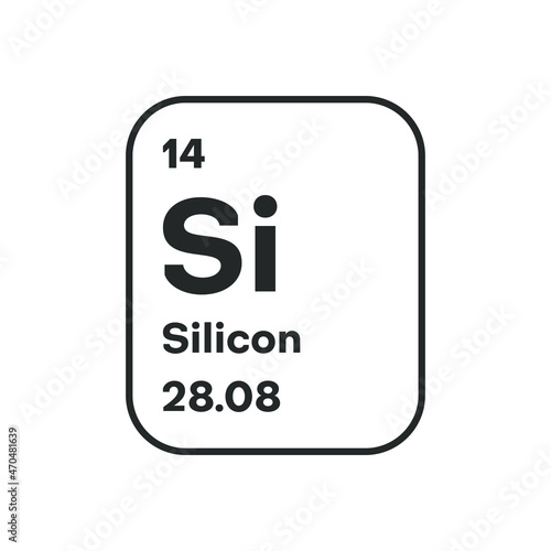 Symbol of chemical element Silicon as seen on the Periodic Table of the Elements, including atomic number and atomic weight. Vector illustration