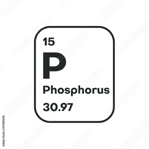 Symbol of chemical element Phosphorus as seen on the Periodic Table of the Elements, including atomic number and atomic weight. Vector illustration