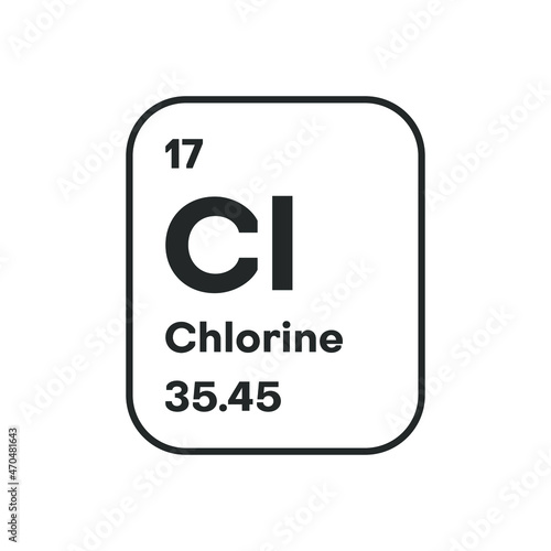 Symbol of chemical element Chlorine as seen on the Periodic Table of the Elements, including atomic number and atomic weight. Vector illustration