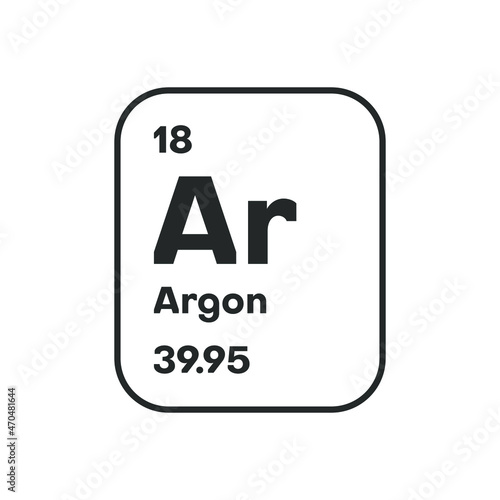 Symbol of chemical element Argon as seen on the Periodic Table of the Elements, including atomic number and atomic weight. Vector illustration