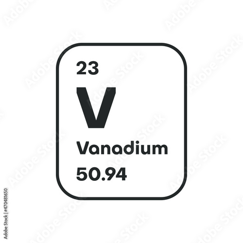 Symbol of chemical element Vanadium as seen on the Periodic Table of the Elements, including atomic number and atomic weight. Vector illustration
