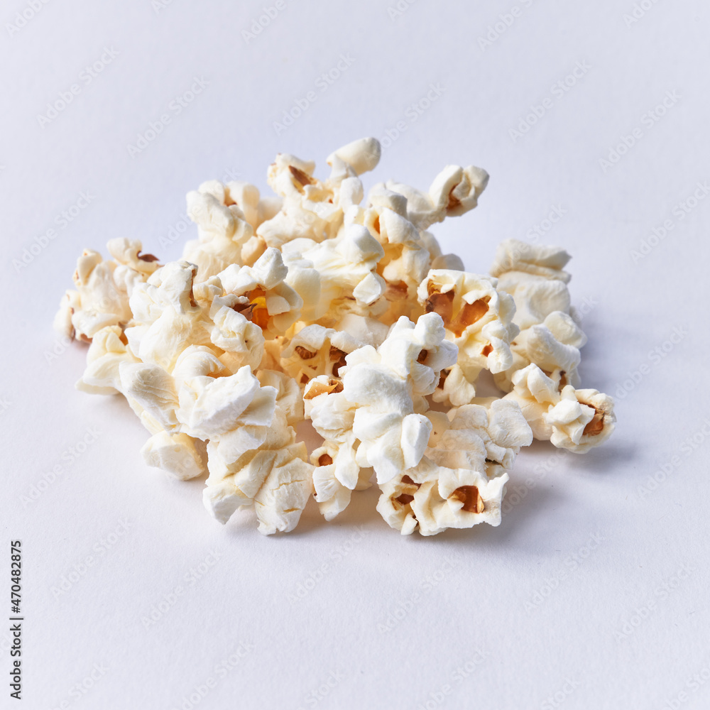 Bunch of salty popcorns isolated on a white background Bunch of salty popcorns isolated on a white background