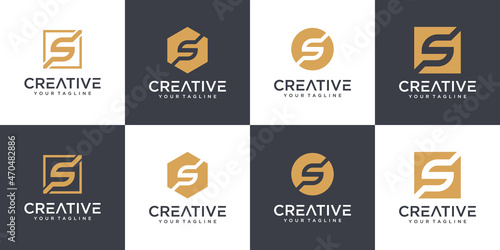 Set of creative monogram letter s logo design