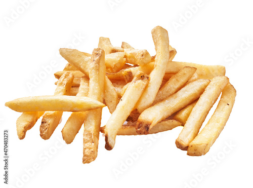  Bunch of french fried potatoes isolated on a white background