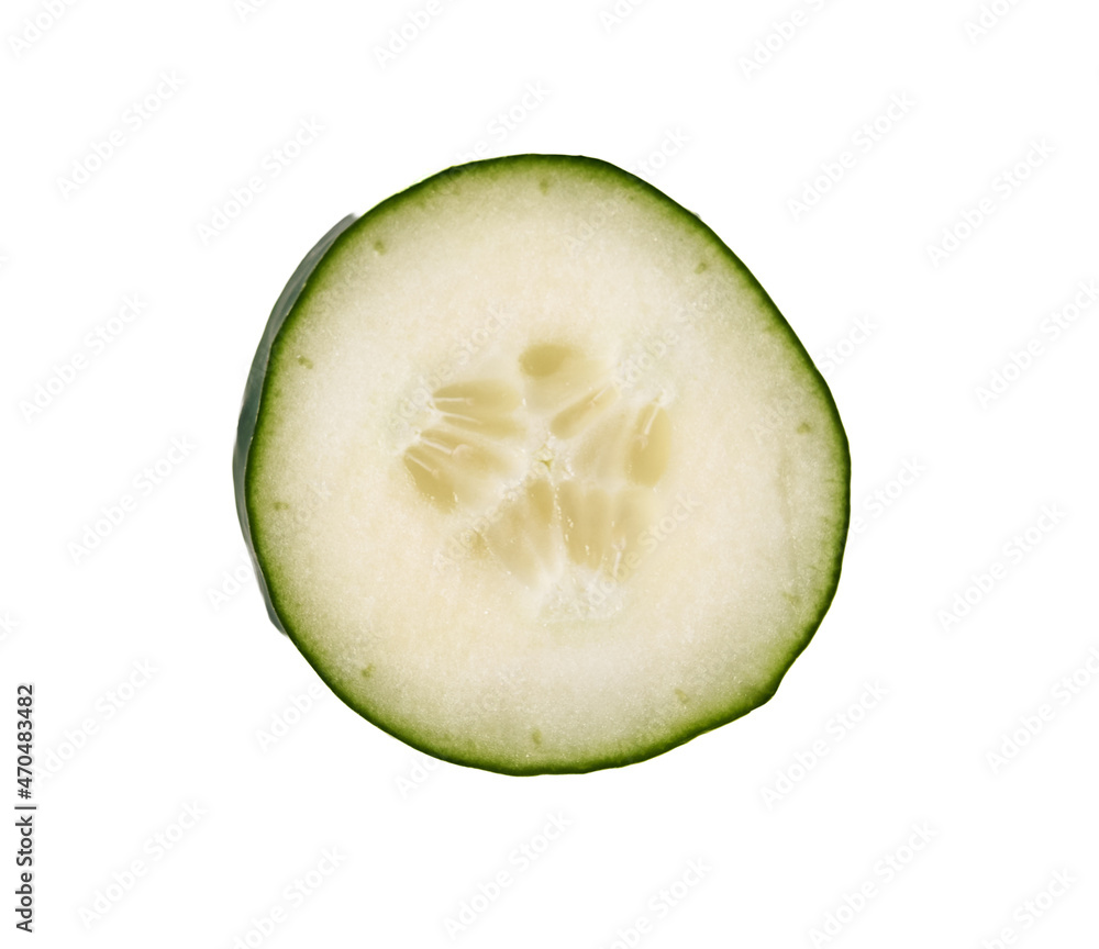 Slice of cucumber isolated on a white background Slice of cucumber isolated on a white background