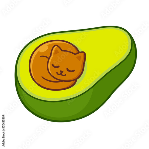 Avocado cat cute cartoon drawing