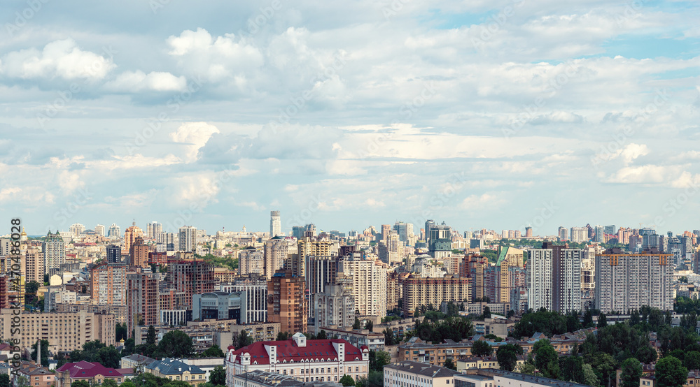 Kyiv city panorama, aerial view