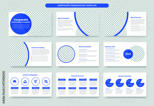 Corporate Business presentation slides template design, annual report and company brochure, booklet, catalog design, PowerPoint template or pitch deck template	