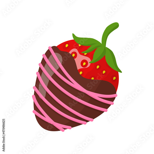 Glazed strawberry in pink and milk chocolate