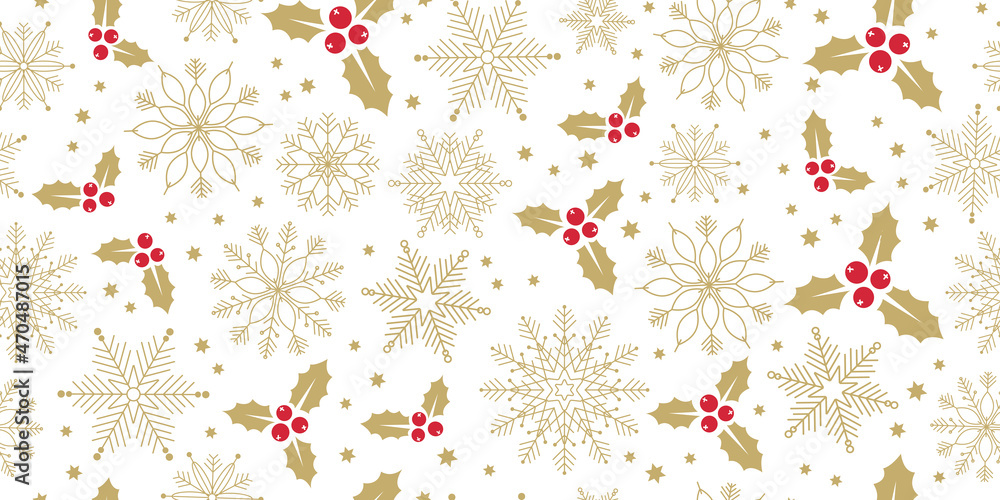 Φωτογραφία Holidays cards with Christmas motif, snowflakes, gold ornament snow frames and  green background