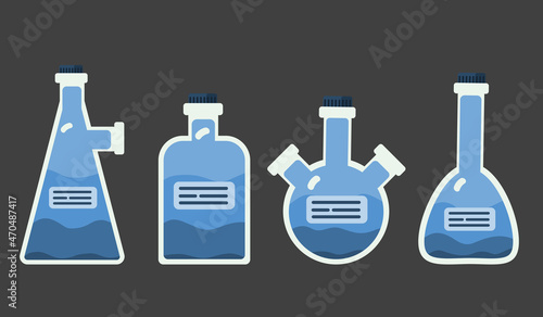 set of medical flasks for experiment
