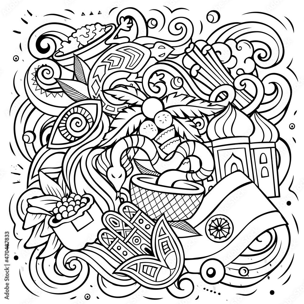 India hand drawn vector doodles illustration. India hand drawn vector doodles illustration.