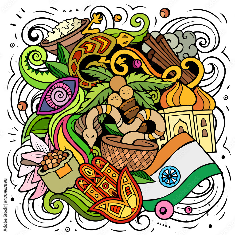 India hand drawn vector doodles illustration. India hand drawn vector doodles illustration.