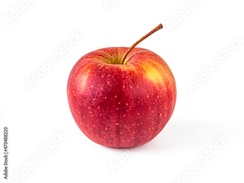 Ripe juicy apple with red skin  on a white background