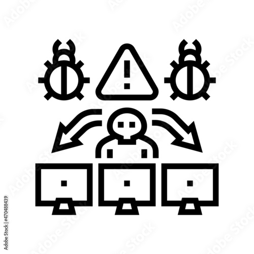 insider threats line icon vector. insider threats sign. isolated contour symbol black illustration
