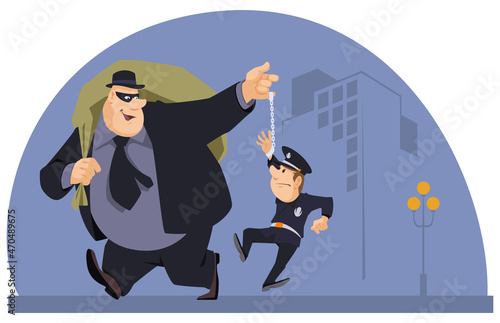 Robber with bag of loot. Illustration for internet and mobile website.