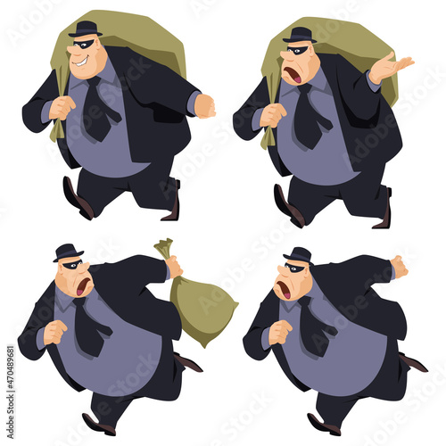 Robber with bag of loot. Illustration for internet and mobile website.