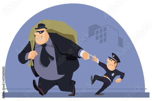 Robber with bag of loot. Illustration for internet and mobile website.