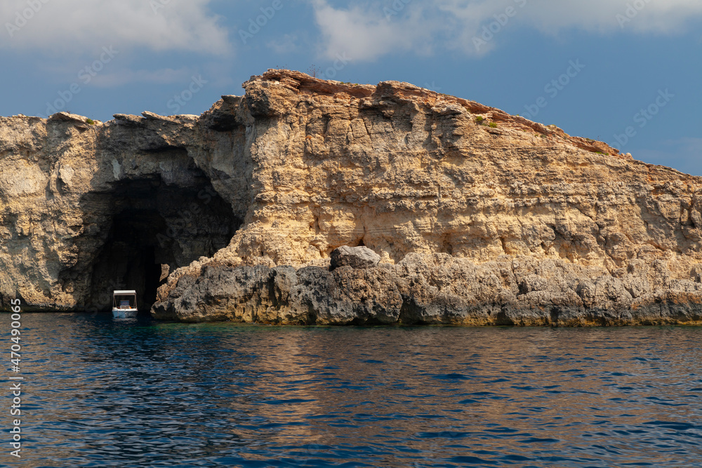 Pleasure boat at Blue Lagoon of Comino, Malta