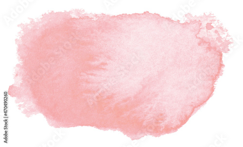 Abstract light pink watercolor brush stroke with stains and rough edges