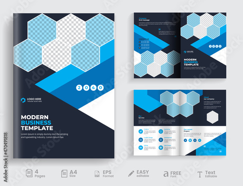 4 pages clean & minimal multipurpose bifold brochure design or corporate company brochure design.fully organized & editable brochure template design.